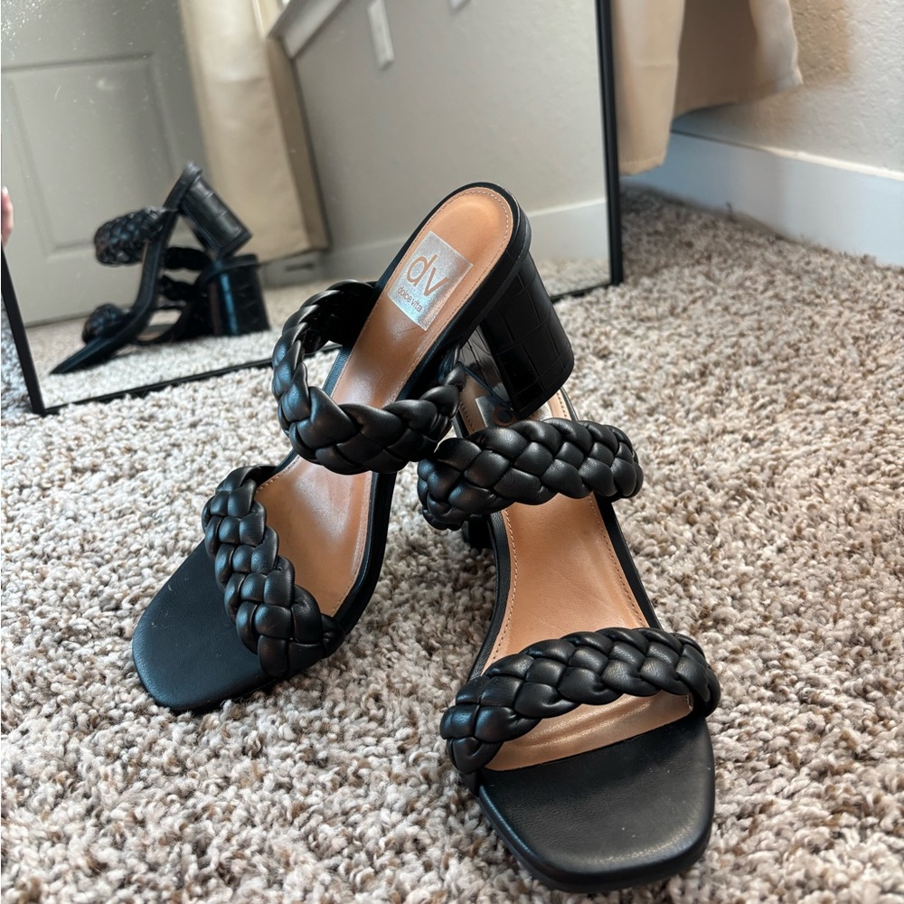 Black open back heels